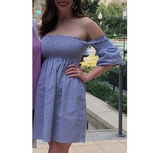 Blue and White Striped Dress